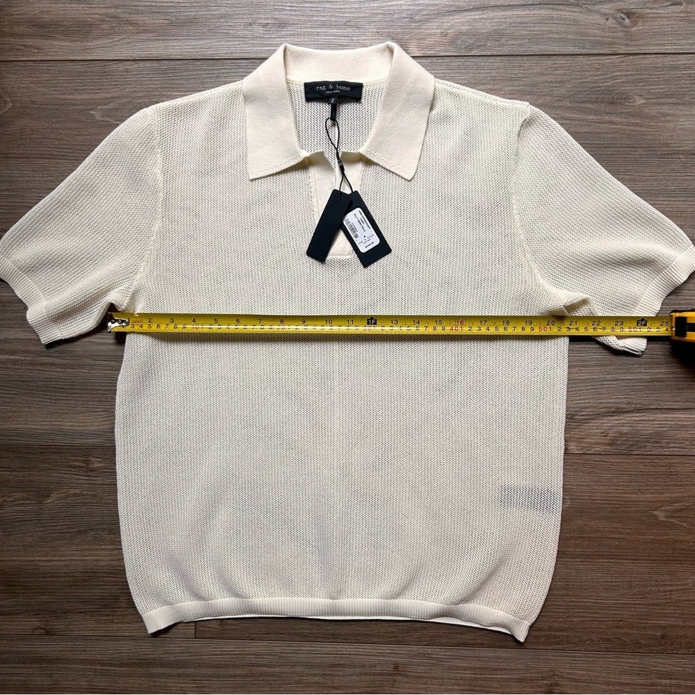 SOLD rag & bone | Willy Mesh Cream Polo Shirt Classic Knit (Medium) - Picture 7 of 14